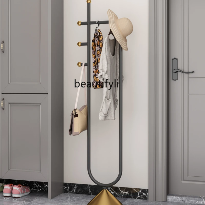 

zq Light Luxury Iron Coat Rack Floor Bedroom Hanger Simple and Simple Coat Rack Household