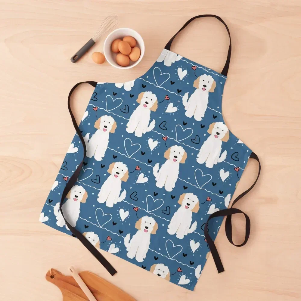 

LOVE White Cream Goldendoodle Dog Apron cookings for women men Apron
