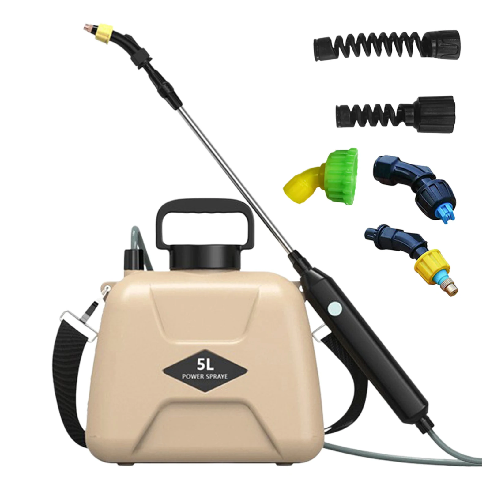 5L Garden Sprayer with 3 Mist Nozzles Rechargeable Retractable Wand Plant Sprayer with Shoulder Strap for Lawn Garden Yard
