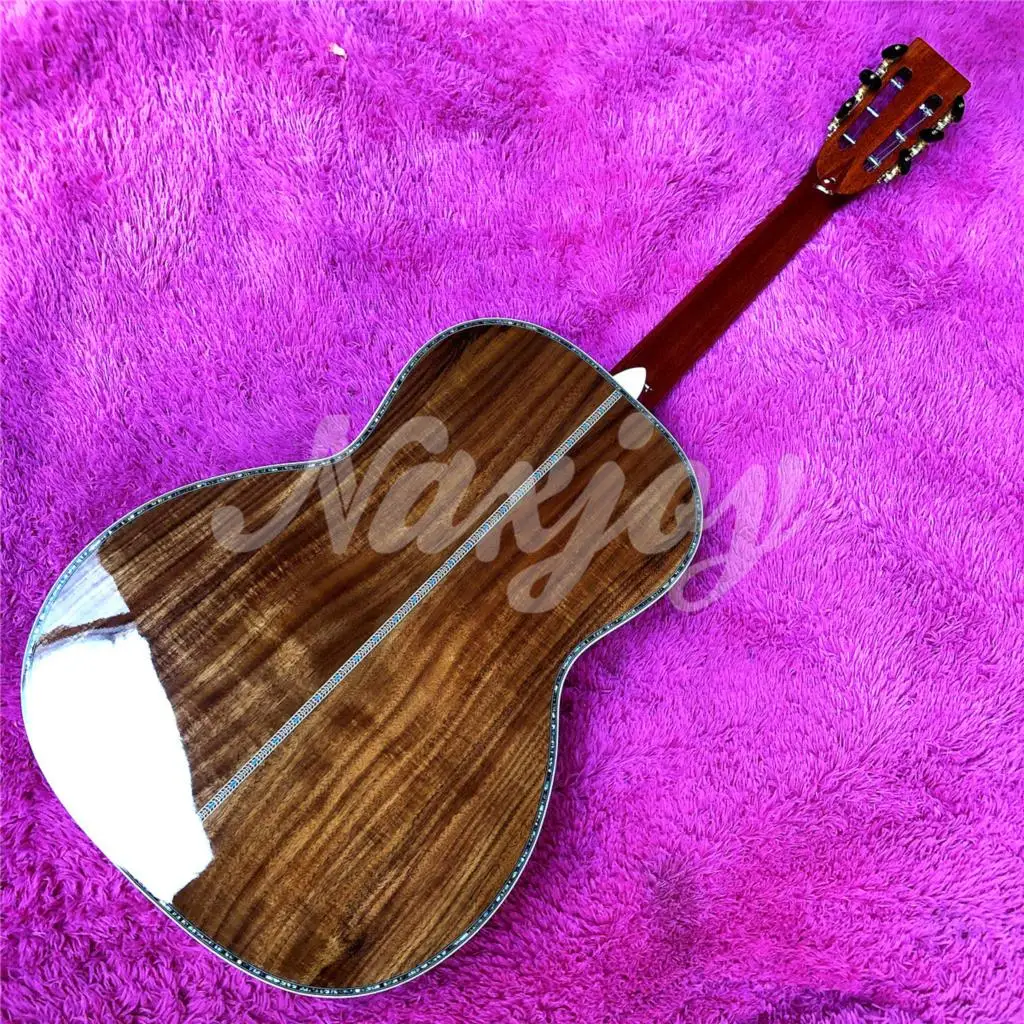 Real Abalone Full Koa wood 39 Inches 000 style Acoustic Guitar with Ebony Fingerboard