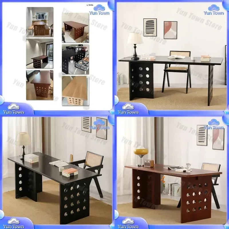 for Italian Ash Wood Home Desk for Solid Wood Creative Hole Table for Light Luxury Rectangular Simple Study Log Desk
