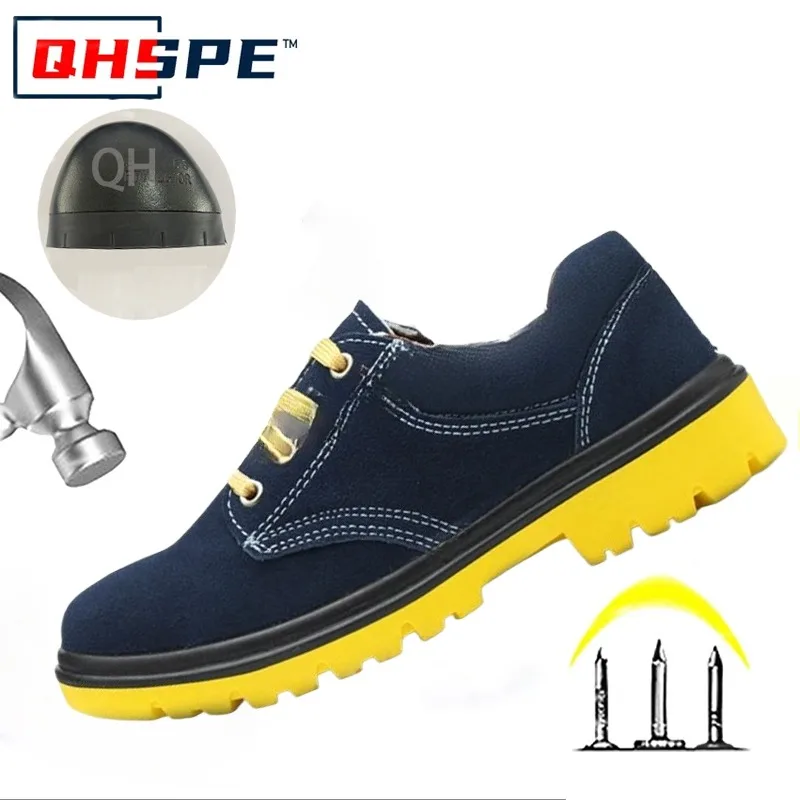 Cowhide Four Season Labor Protection Shoes, Breathable, Low Cut, Anti Smash, Anti Stab, Wear-resistant Steel Toe Shoes
