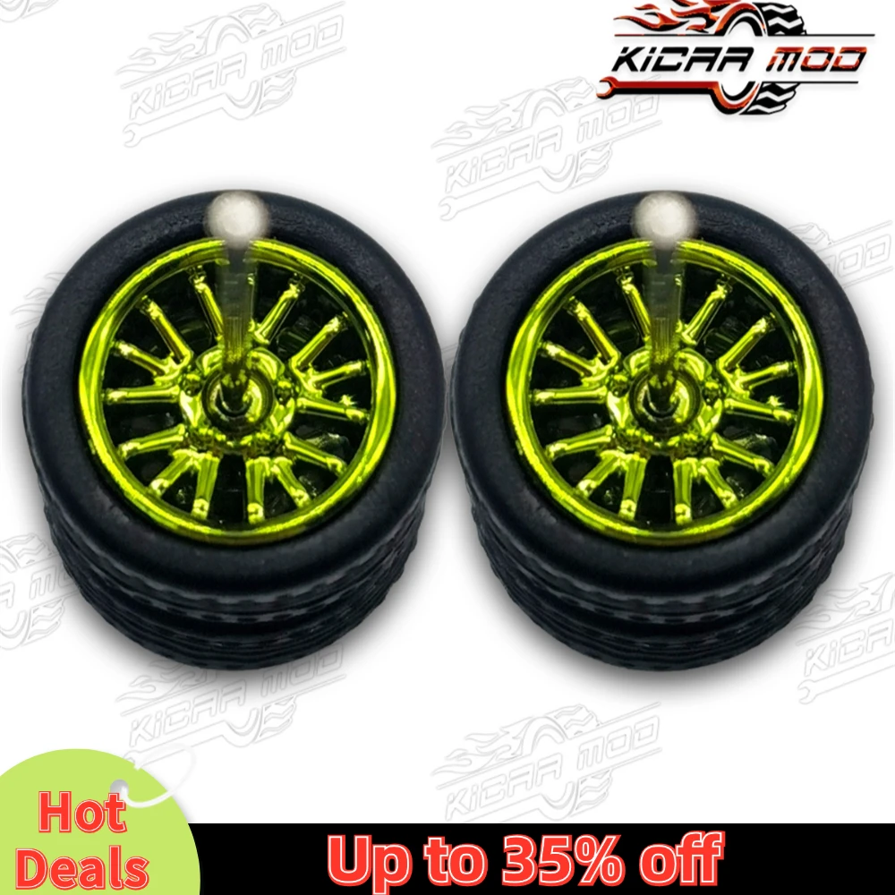1/64 Model Car Wheels with Rubber Detachable Tires Multi Spoke Refitting Parts for Diecast Toys Hot Wheels Matchbox D:11mm 1 Set