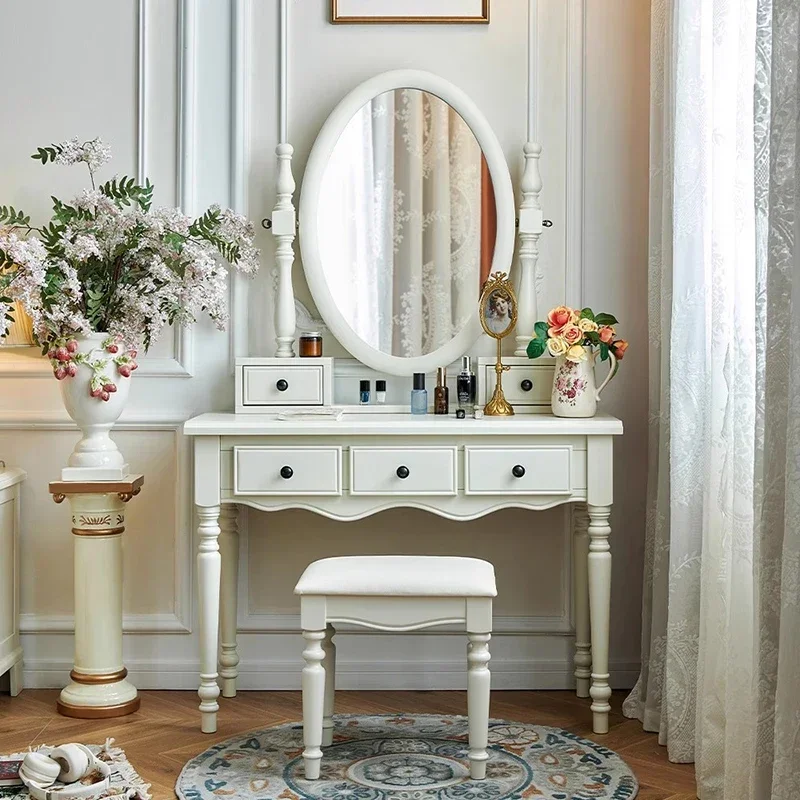 

Postmodern Storage Wood Vanity Table Beige Make Up Organizer Bedroom Dresser Salon Compact Space Saving Nordic Trendy Furniture