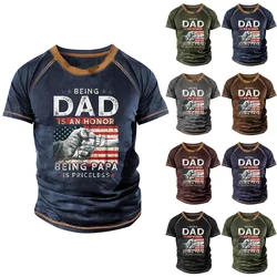 3D Printing Retro Men Graphic T-Shirt Casual Short-Sleeved Tee Tops Being Dad Tshirt For Men Round Neck Streetwear Ropa Hombre