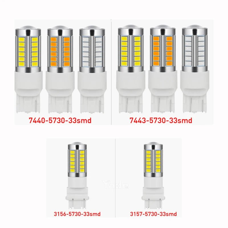 車のリアライト,方向指示器,2個のランプ,7440 LED電球,5670 33smd,t20 7443 w21w w21/5w,12v