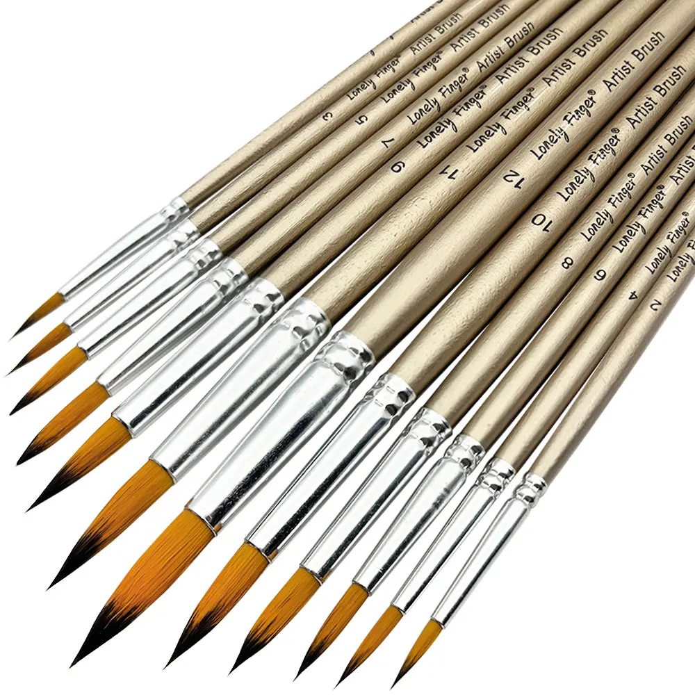 Paint Brushes 12Pcs Set, Professional Paint Brush Round Pointed Tip Nylon Hair Artist Acrylic Brush for Watercolor Oil Painting