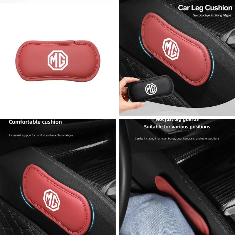 Thigh Support Knee Cushion Armrest Elbow Rest Pad For MG Mulan MG6 ZS HS MG4, Leather Car Leg Pad Reduce Driving Fatigue Auto Pa