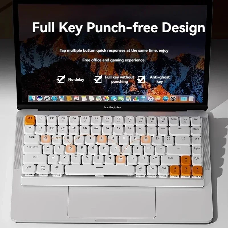 EWEADN MK84 Механическая клавиатура с низкой осью, портативная, с длительным сроком службы батареи, на заказ, 84 клавиши, офисная игровая клавиатура для ПК, аксессуары для ноутбуков