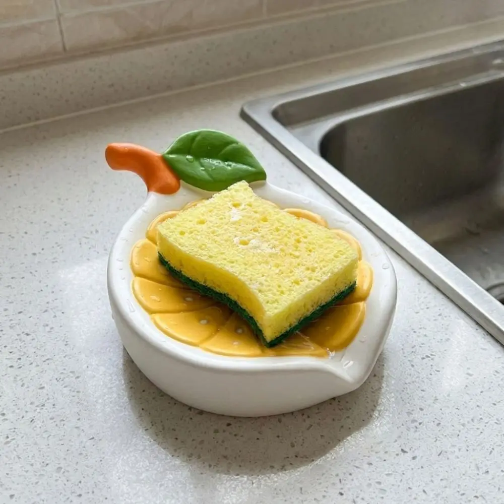 Cute Non-Slip Lemon Soap Dish Stable Dry Sponge Holder Soap Box Inclined Drainage Soap Storage Rack Bathroom