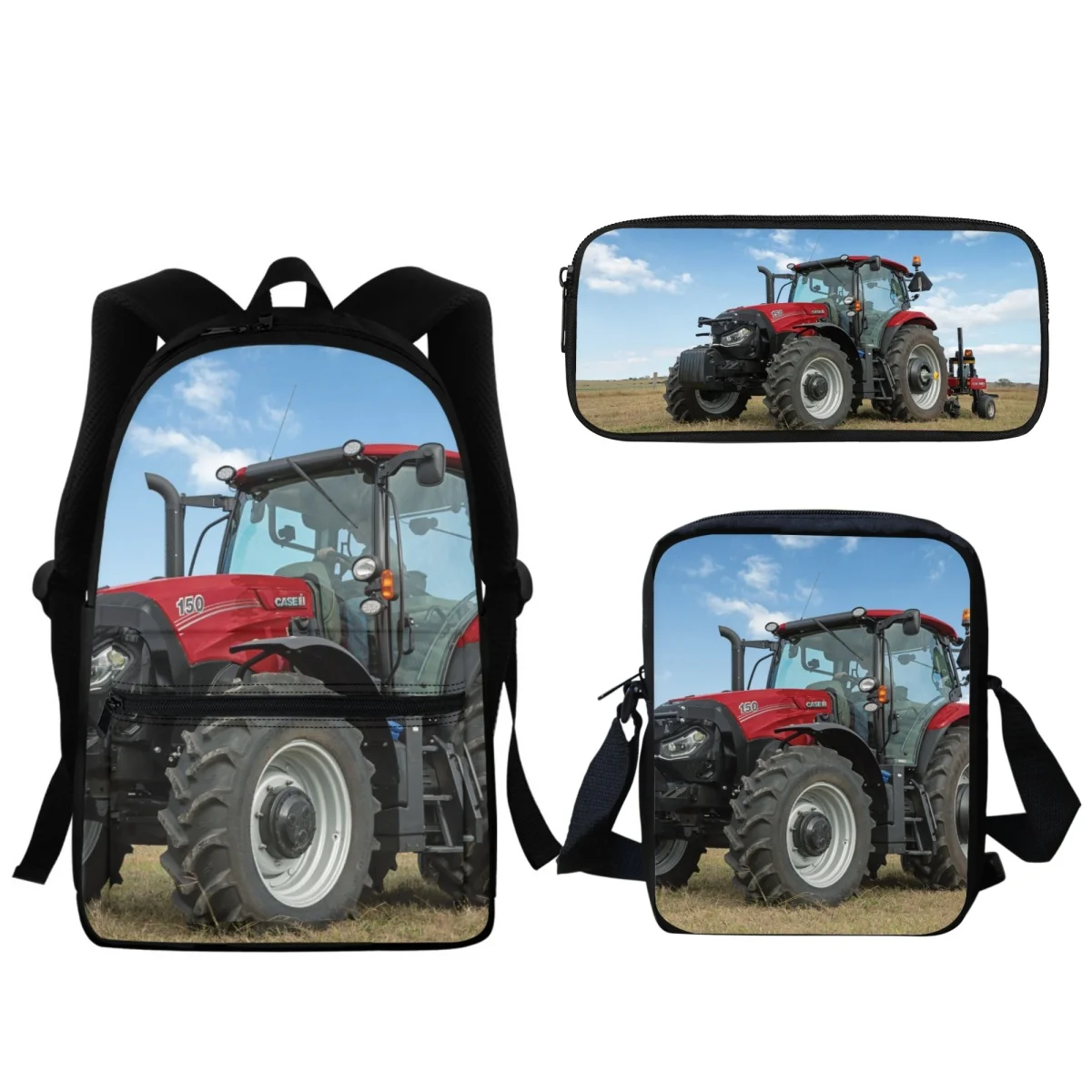 Farm Tractor Printed Backpack Kindergarten Children Boys Girls Zipper BookBags Back to School Gift Lunch Messenger Bag Mochila