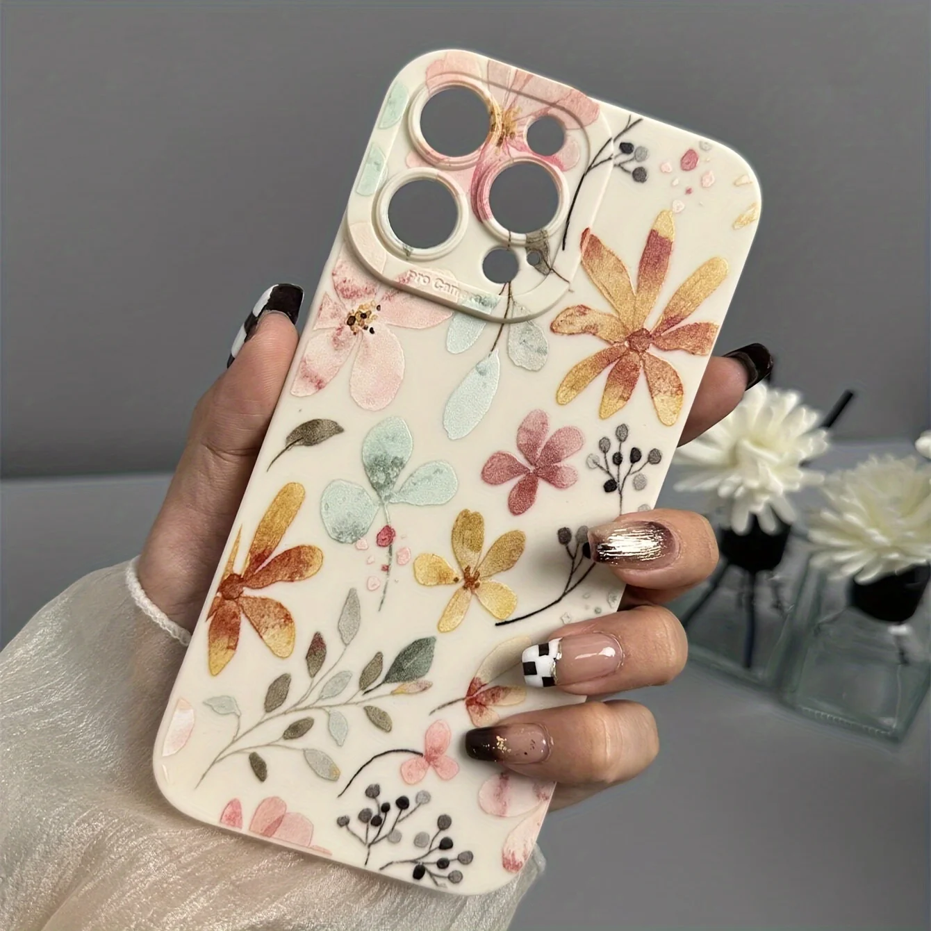 Чехол для телефона с цветочным узором для iPhone 11 12, 13, 14, 15, 16, серии 17 PRO MAX PLUS