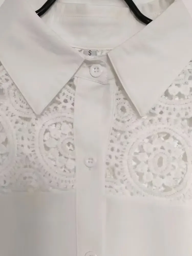 Nueva llegada Primavera y novedad de verano camisa de mujer elegante y elegante con cuello en V hueco de manga larga a la moda
