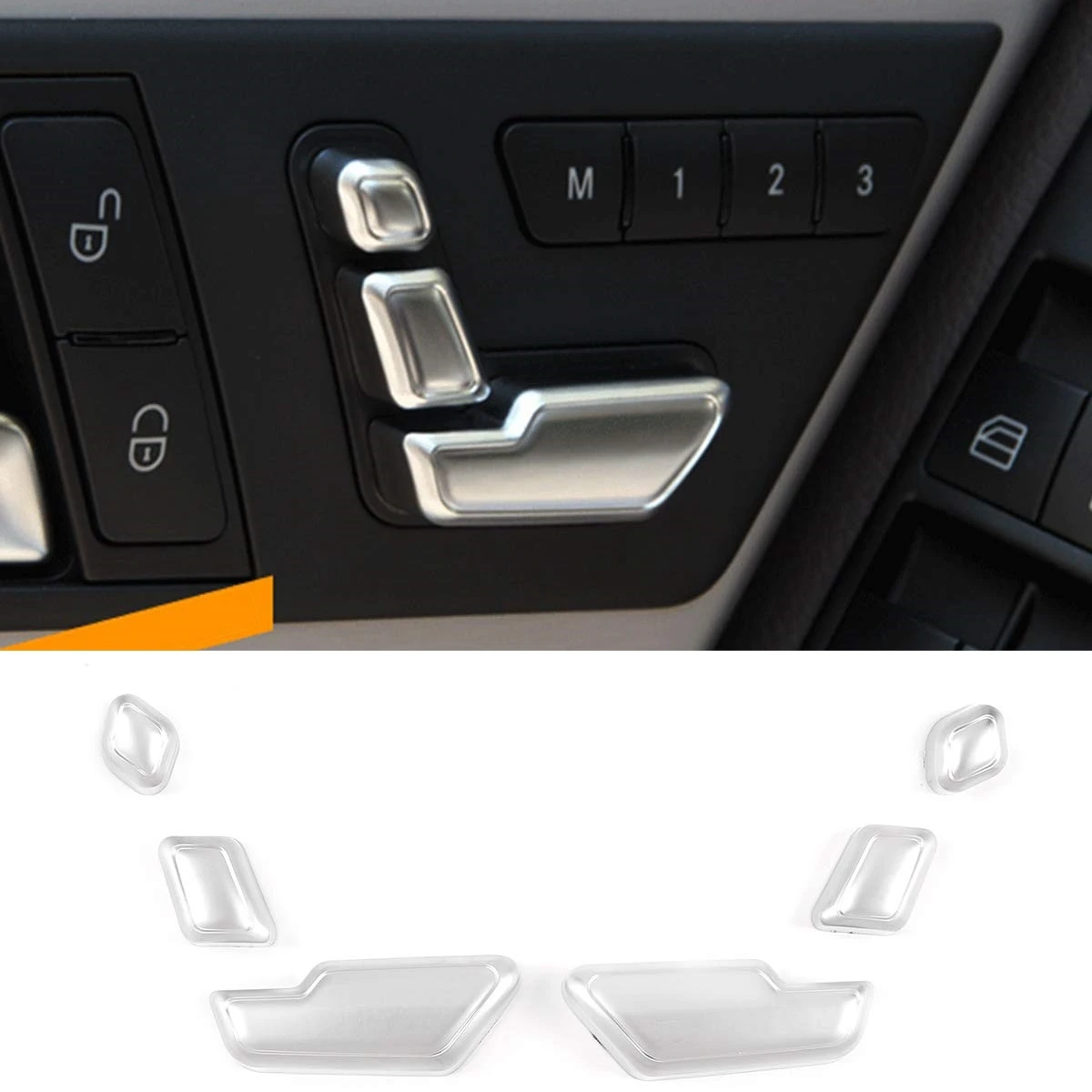 for C E GLA ML Class W212 W218 X166 Silver Chrome Seat Adjust Button Switch Cover Trim