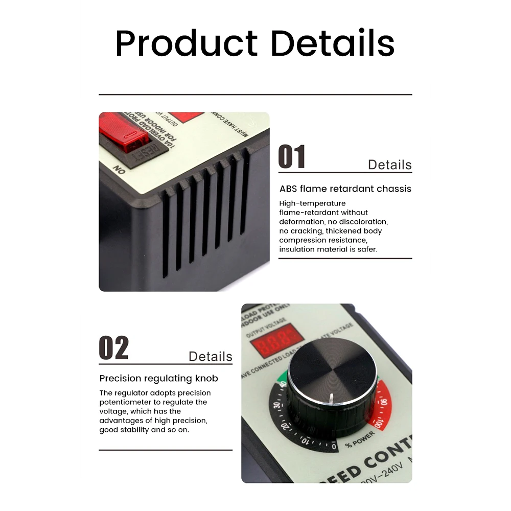 4000W AC110/220V Motor Speed Controller Electric Router Exhaust Fan Grinder Drill Variable Voltage Regulator Switch LED Display