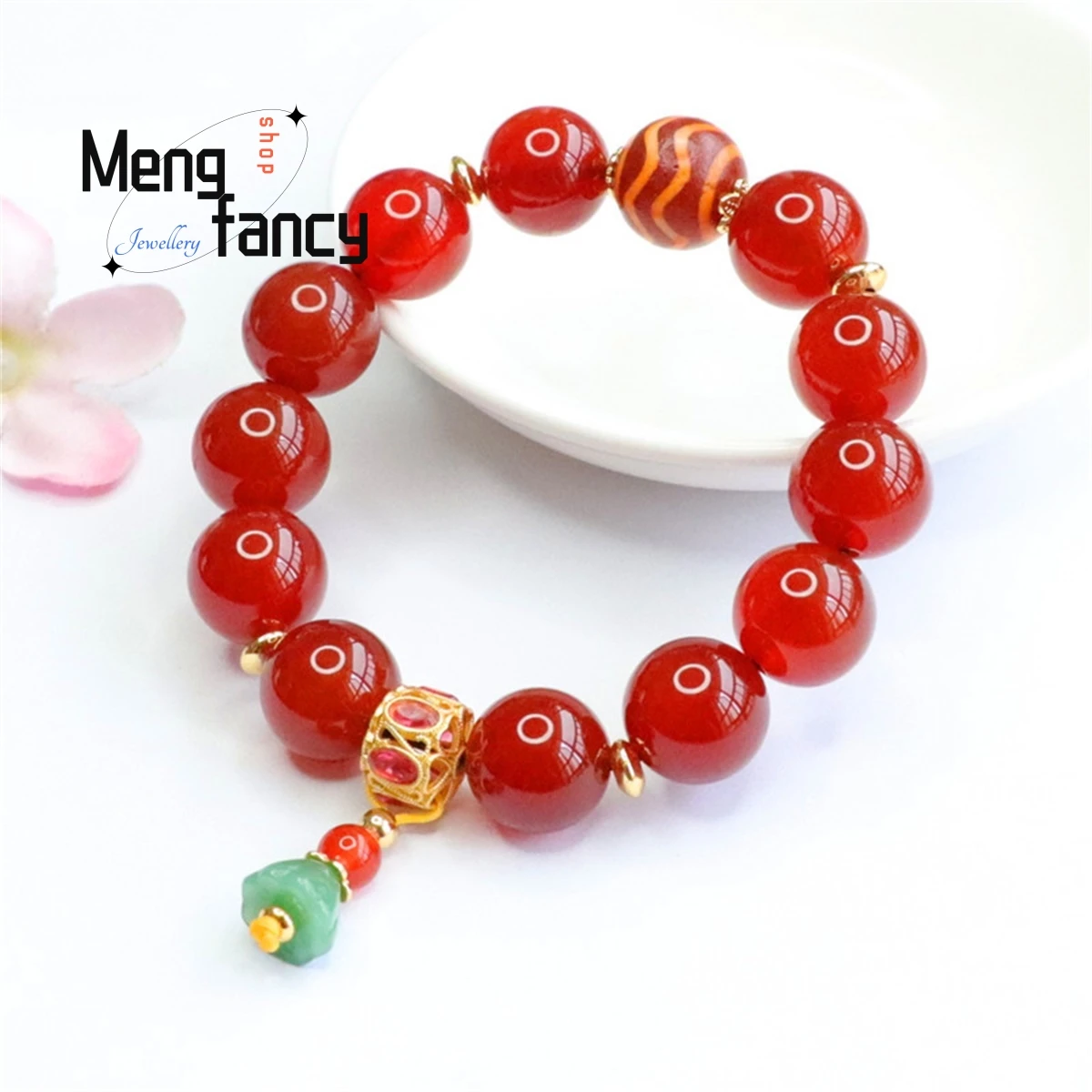 Natural Red Agate Chalcedony Lotus Seed Bead Tassel Bracelet Simple Generous Personality Versatile Fashion Woman Luxury Jewelry
