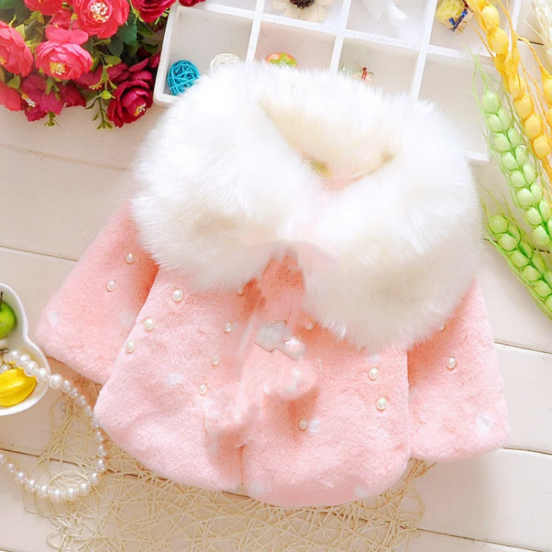 Winter New Girls' Thickened Warm Cloak Robe Coat Small Children's Clothing