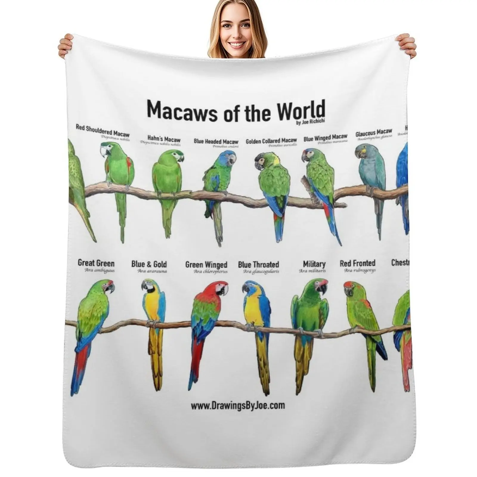 Macaws of the World Throw Blanket Large Baby Loose Custom Designers Softest Blankets