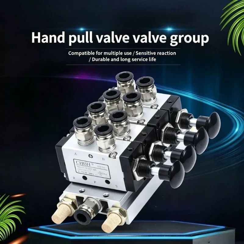 

4L210-08 4R210-082F/3F/4F/5F/6F Manual valve Manifold Stations,Push and pull Pneumatic switch of directional valve with fittings