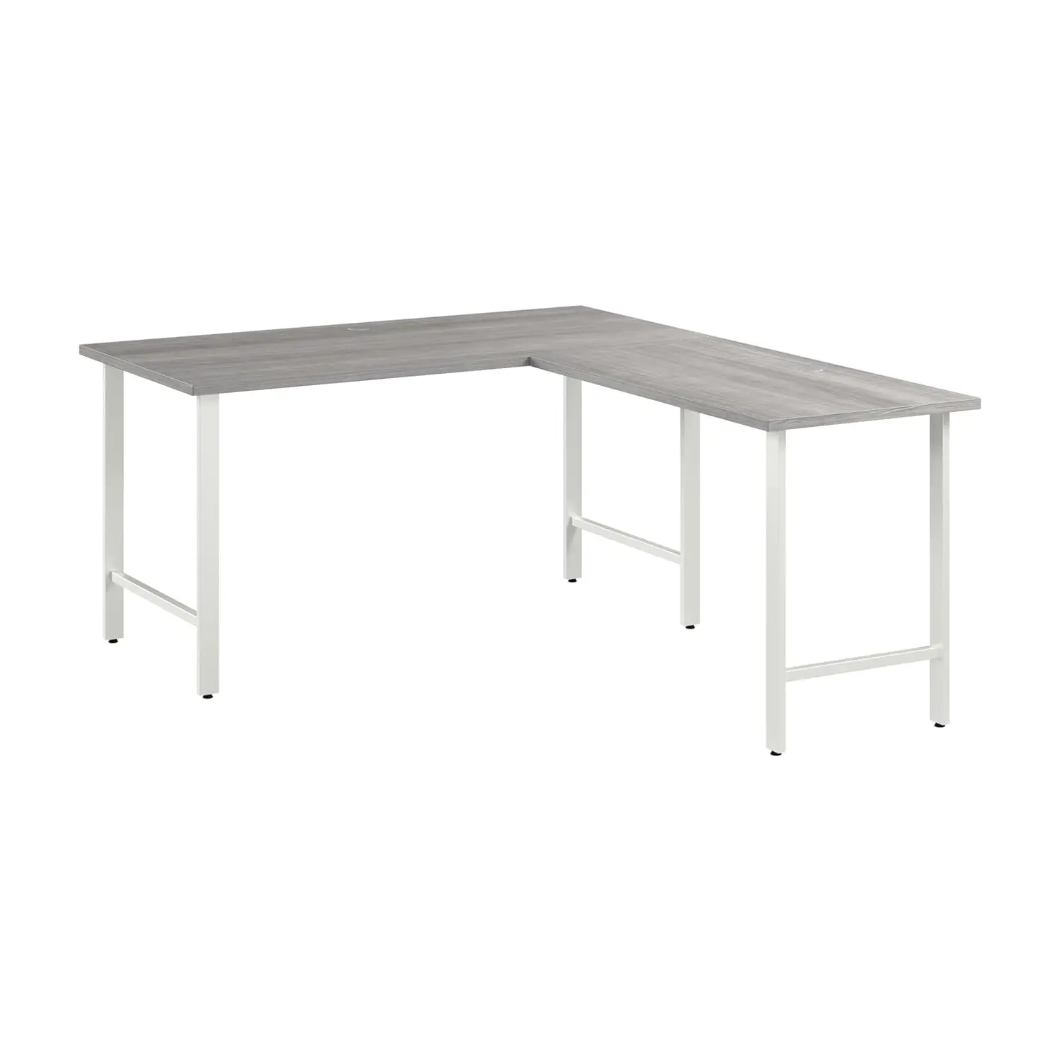 

L Shaped Computer Desk Metal Legs Platinum Gray Modular Corner Table Home Office, Customized