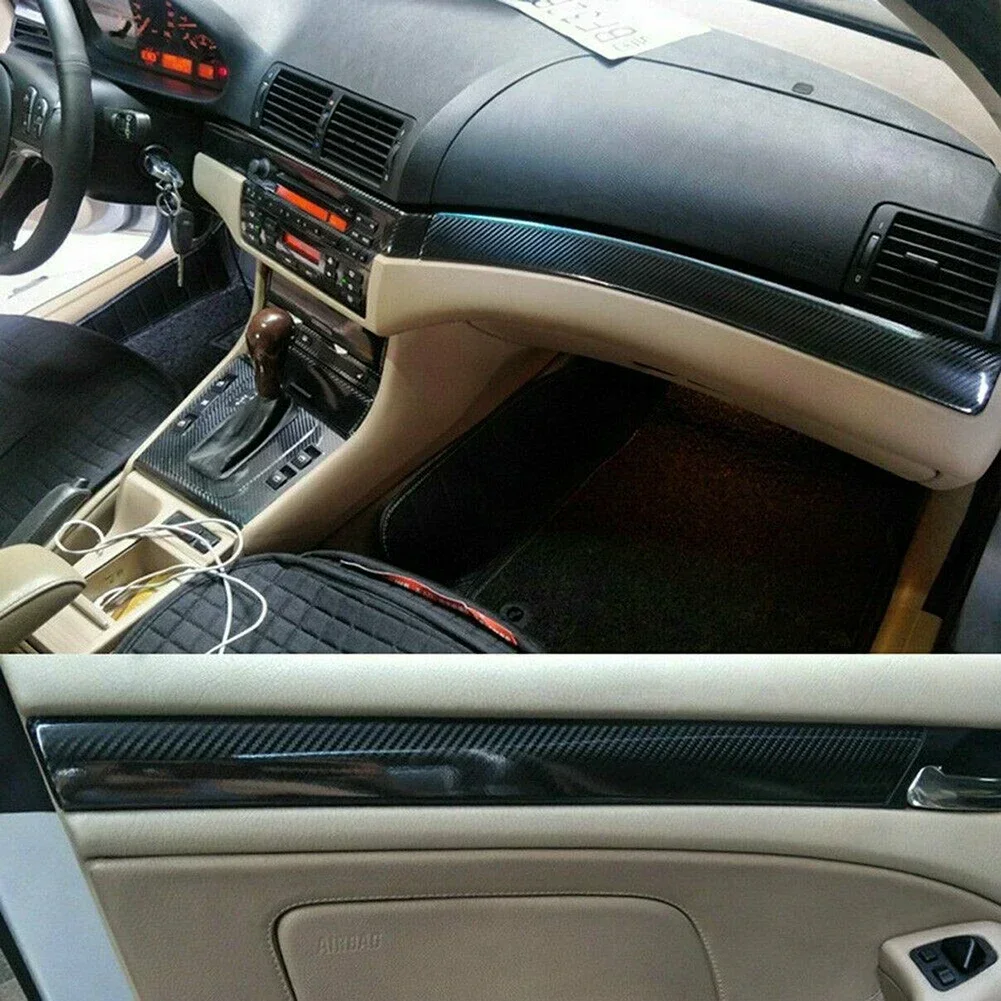Car Interior Accessories Car Interior Moulding Trim Strips For BMW 3 Series E46 1998-2005 Dashboard Carbon Fiber Sticker