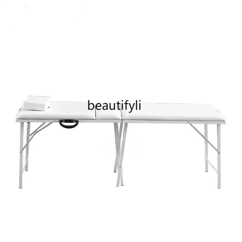 

Simple beauty folding massage bed iron frame body bed with head hole