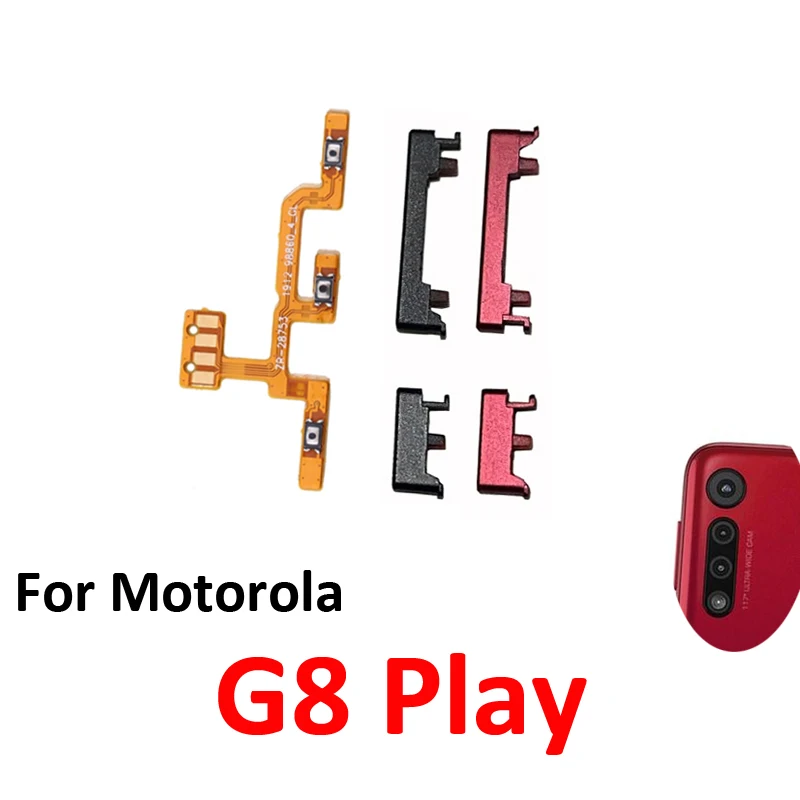 For Motorola Moto G8 Play Phone New Power Volume Button On Off Up Down External Key Internal Flex Cable Repair Parts Black Red