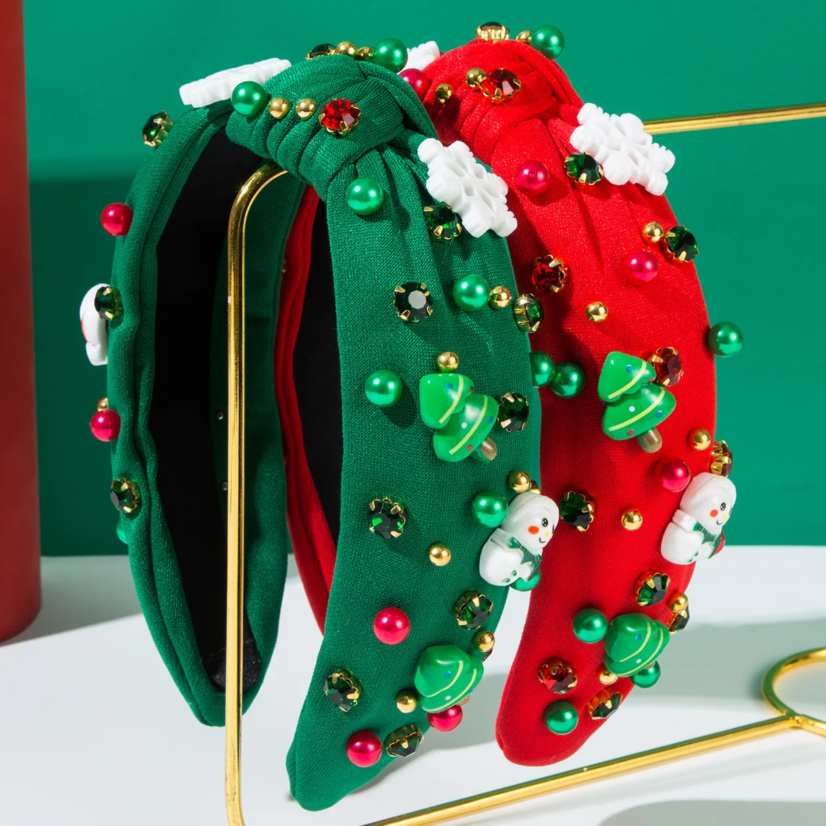 Popular Christmas hair accessories women's personality diamond-encrusted resin Christmas snowman accessories fashion holiday hea