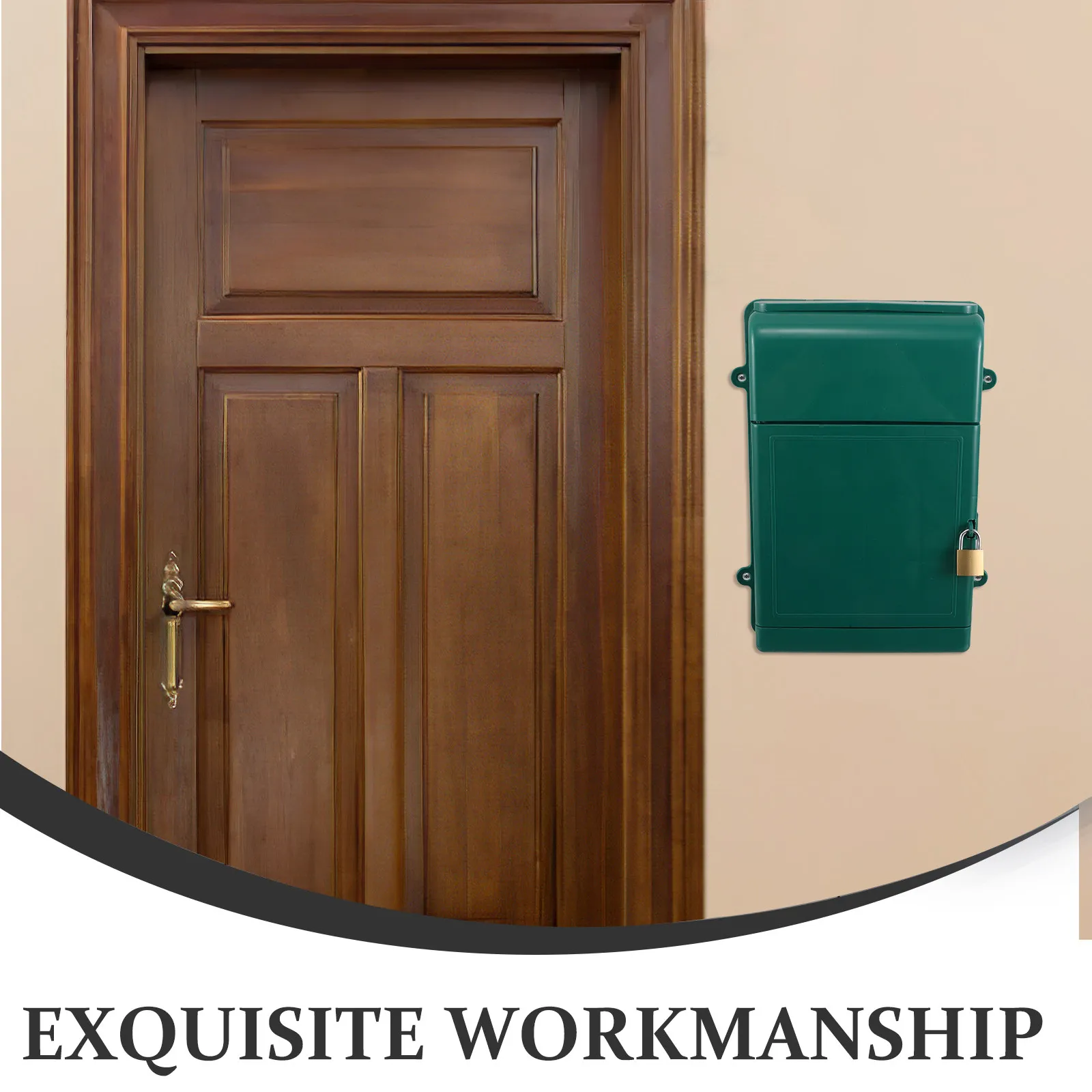 Wall Mount Rainproof Mailbox Locking Mail Box Plastic Post Box for Home Office Outdoor Secure Storage Green Retro Mailbox