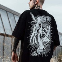 Vintage Dark Goth Print T-shirt Men's Summer Loose and Comfortable Men's and Women's Short-sleeved Fashion T-shirt
