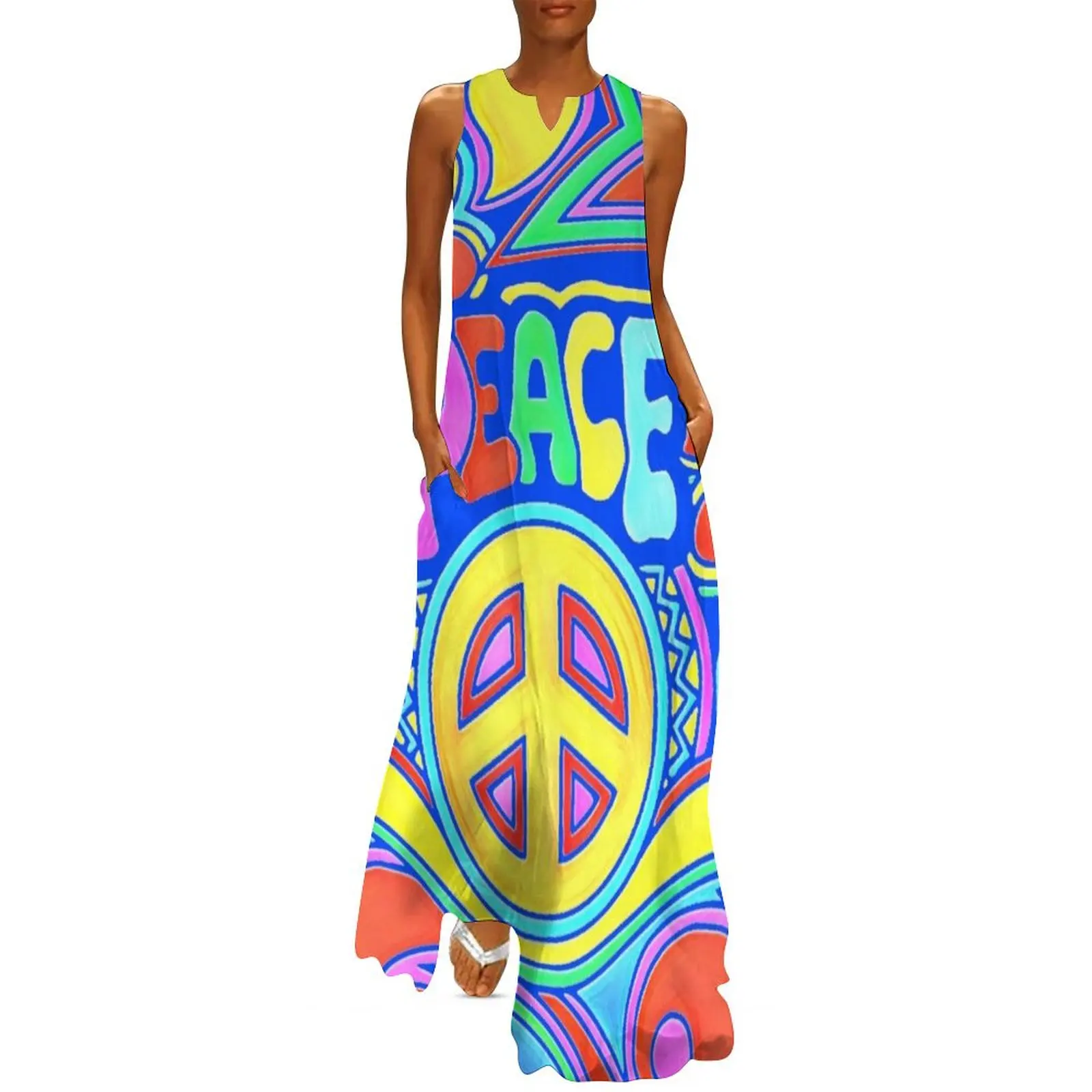 

Peace and love Flower Power Hippy Design Long Dress sensual sexy dress for women summer dress woman 2025 clothes