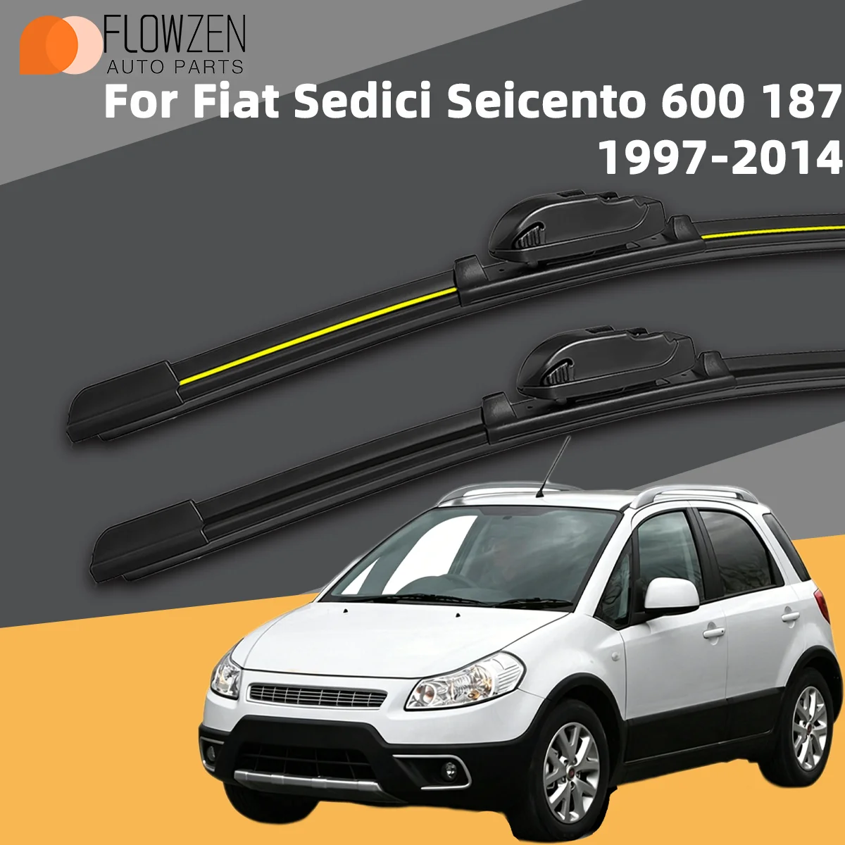 

2PCS Front Wiper Blades Fit For Fiat Sedici Seicento 600 187 1997-2014 Car Premium Quiet Streak-Free Long Lasting Auto Parts