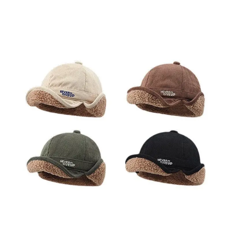Ins Popular Lamb Wool Thickened Duckbill Bomber Hats for Men and Women Autumn and Winter Outdoor Cycling Warm Flying Caps