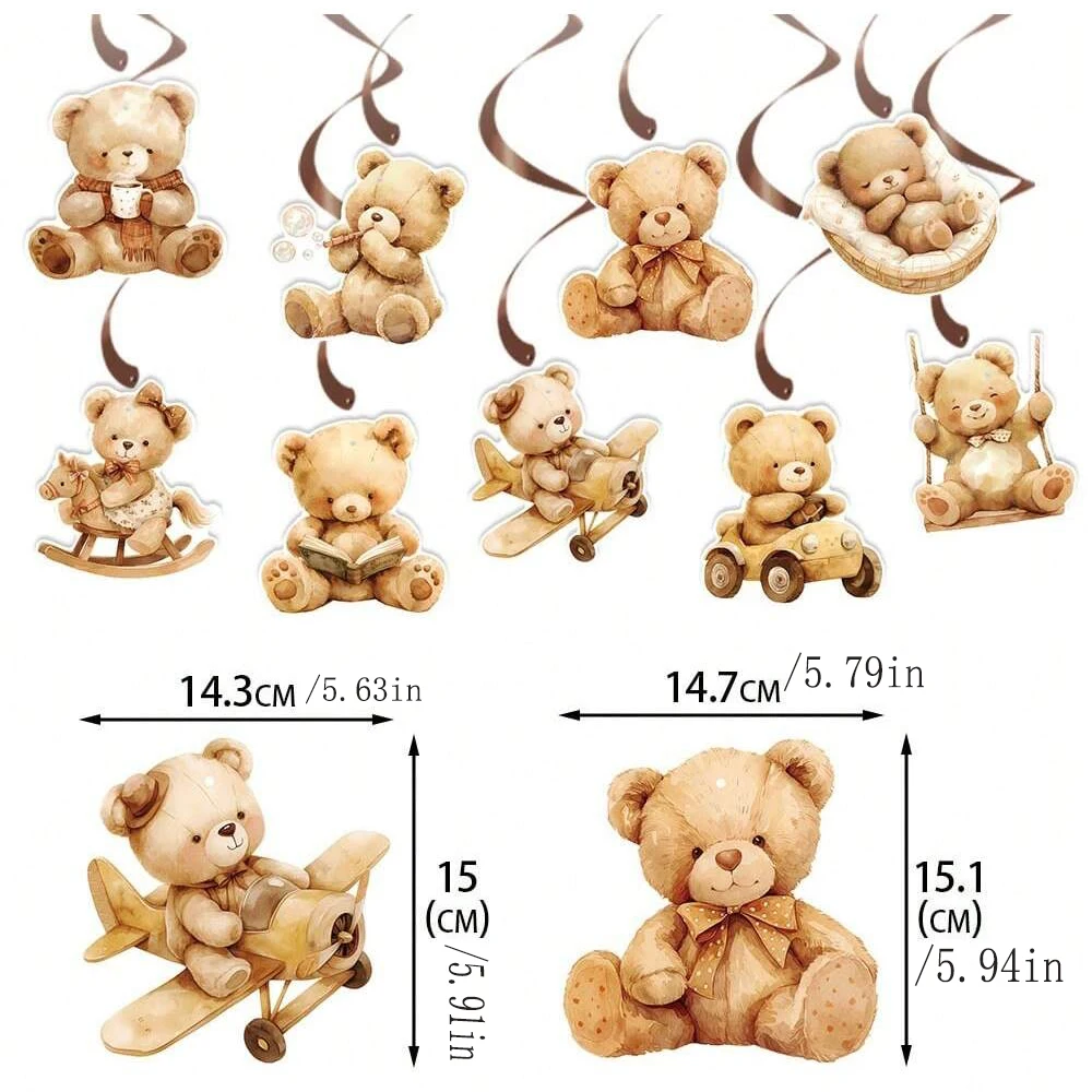 1 Stück/9 Stück/11 Stück Niedliche Bären-Karton-Geburtstagsbanner für Kinder Bären-Themen-Geburtstagsparty-Dekorationszubehör – Detail 5