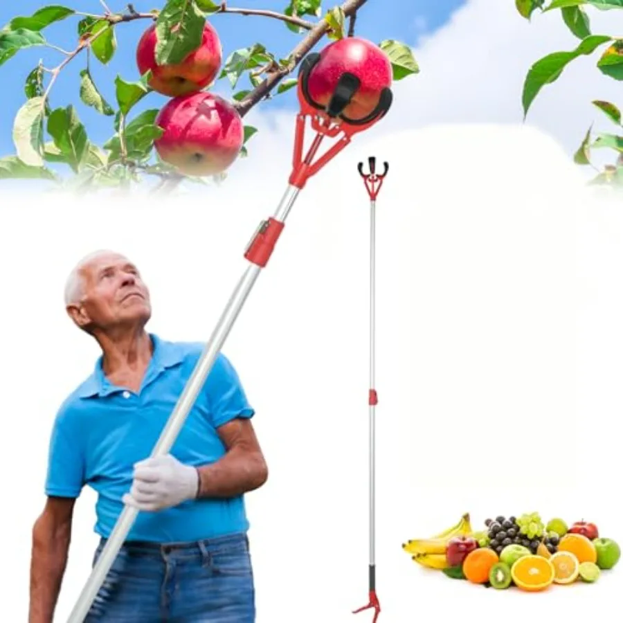 

Telescoping Fruit Picker Pole 51-91 Inch Triple Claw Apple Picker Tool for Harvesting Apple Orange Mango Persimmon Lig