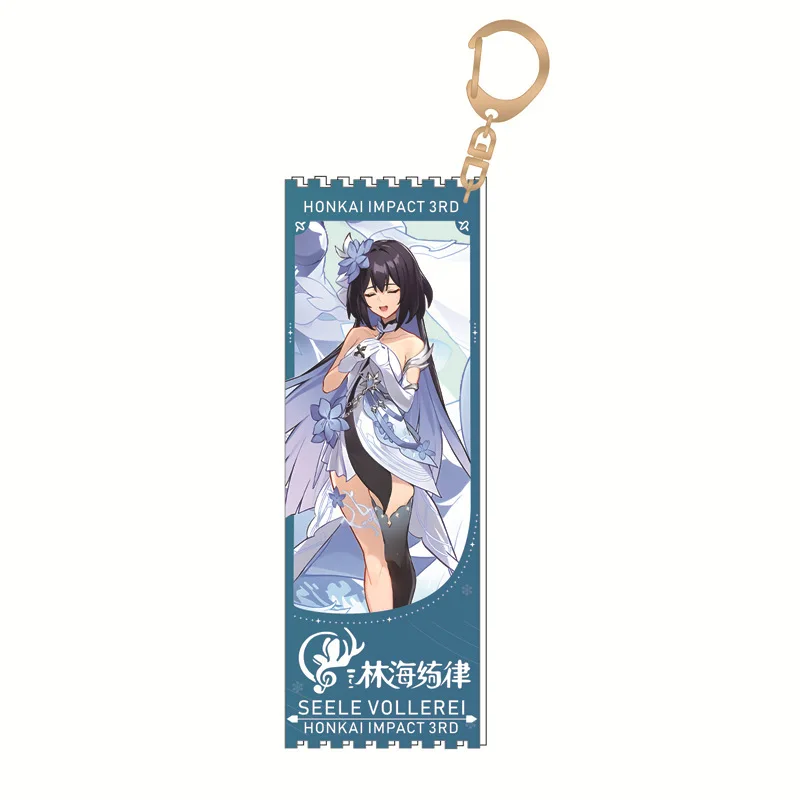 Game Honkai Impact 3 Anime Figures Kiana Kaslana Seele Vollerei Acrylic Laser Keychain Bronya Zaychik Model Keyring Pendant Toy