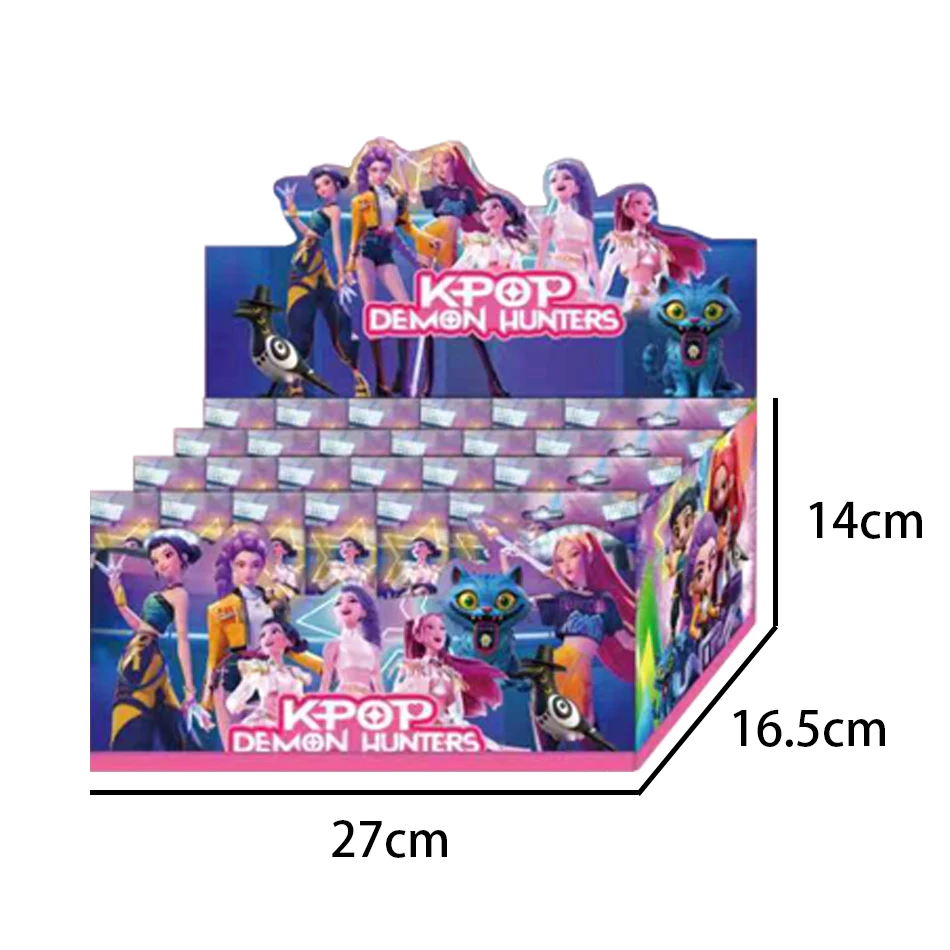 24 Uds Anime Kpop Demon Hunters caja Tiger Rumi Mira Zoey figura de acción Kits de estatuillas PVC modelo juguetes tarjetas a juego regalo al por mayor