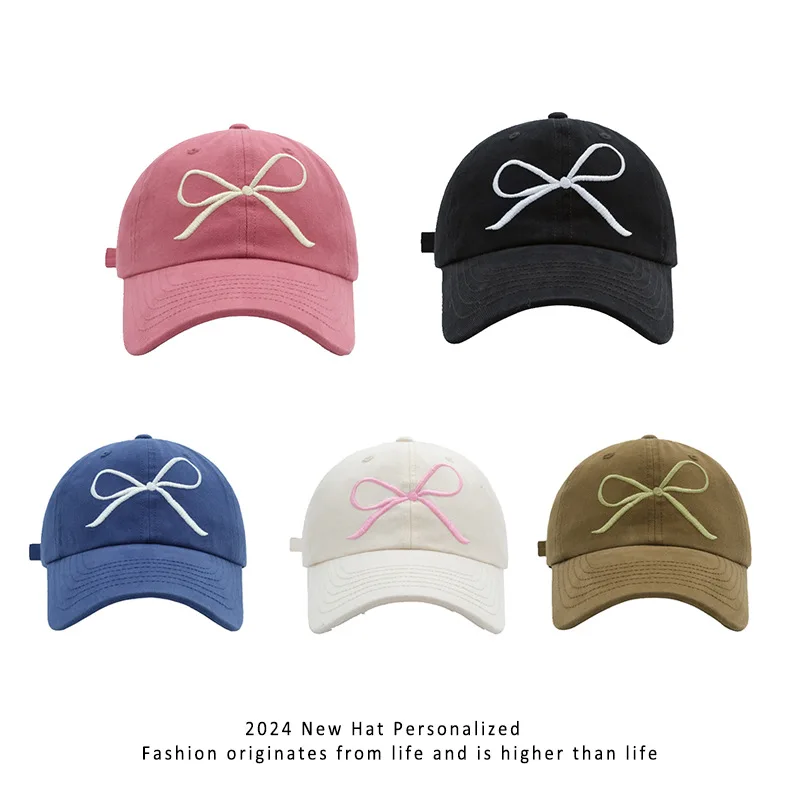 

2024 New Sweet Bow Embroidered Baseball Hat Women's Spring and Summer Sun Hat Outdoor Versatile Soft Top Adjustable Hip-hop Cap