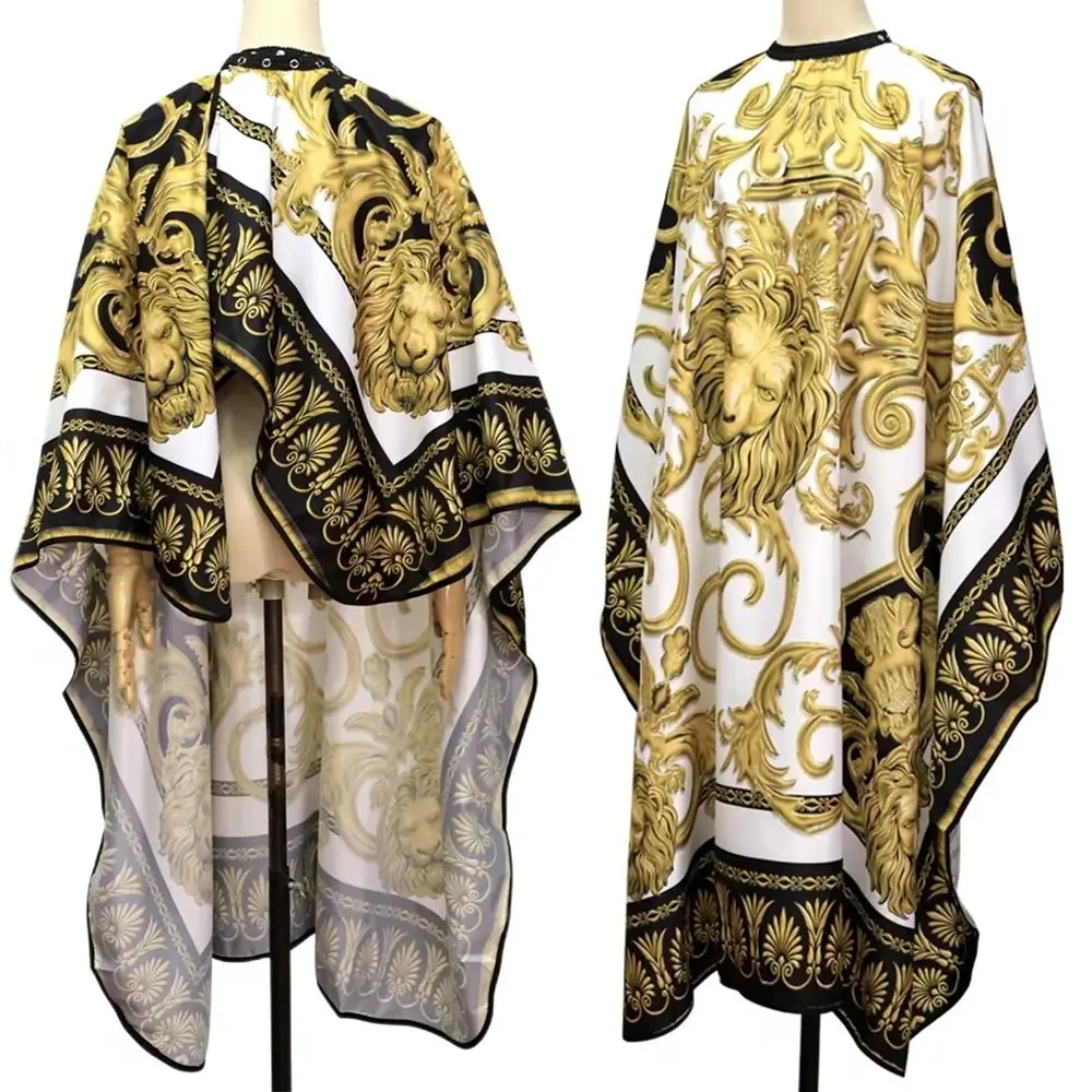 Professional Retro Hairdresser Cape Waterproof Lion Pattern Barber Haircut Gown Antistatic Hairdresser Apron Salon and Home Use