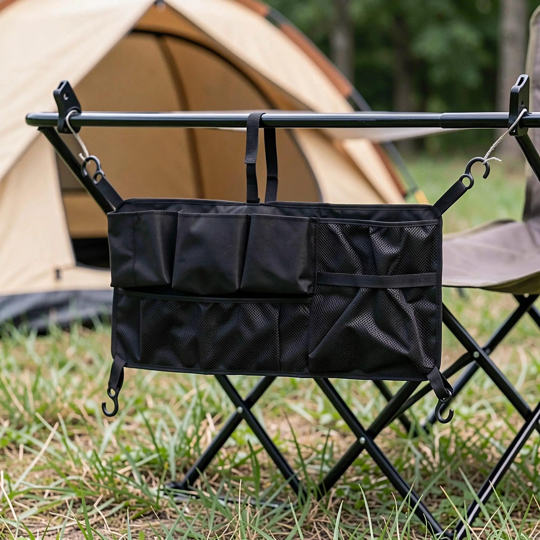 Collapsible Wagon Side Pocket Black Storage Bag Folding Wagon Accessories Garden Cart Camping Stroller Side Bags Beach Trolley