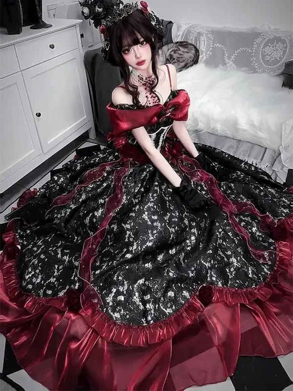 Slim-Fit Elegantes Off-Shoulder-Prinzessin Together Remembrance Day Bar Mizwa-Kleid Halloween Cosplay Lo Langarmkleid weiblich