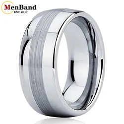 MenBand Jewelry Fashion 8MM 10MM Dome Band Center Brushed Men's and Women's Tungsten Carbide Wedding Ring Comfortable Fit