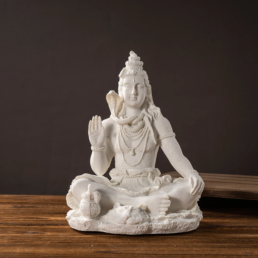 

Vilead 13cm Sandstone Shiva Statue Yoga Figurine Ornament Zen Meditation Buddha Decor India Religion Feng Shui Craft Home Living