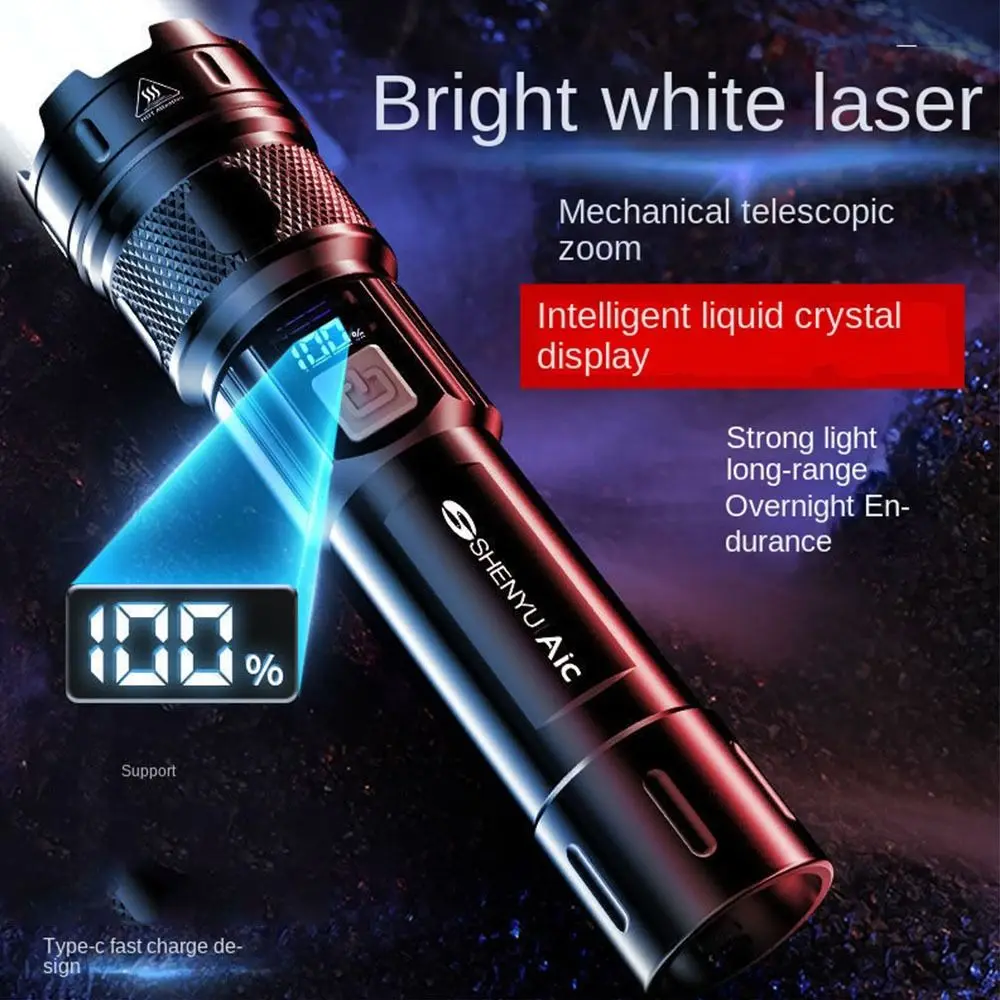 

Powerful LED Display Flashlight High Power Zoom Telescopic Zoom Torch USB Rechargeable Long Range Spotlight Camping Light