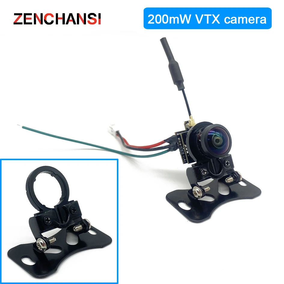 5.8G 48CH 25mW/200mW FPV Transmitter Camera CMOS 1000TVL Mini FPV Micro AIO 180 angle Camera 3-6V Supports image flipping for RC