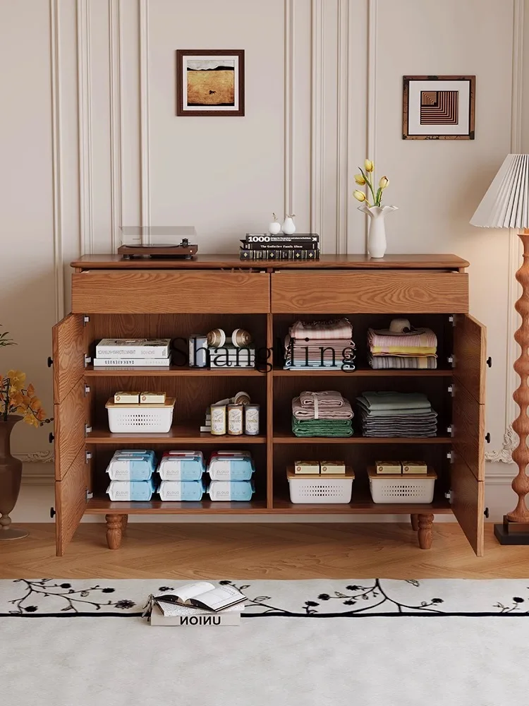 

CL medieval solid wood shoe cabinet household door entrance entrance cabinet shoe storage cabinet integrated against the wall