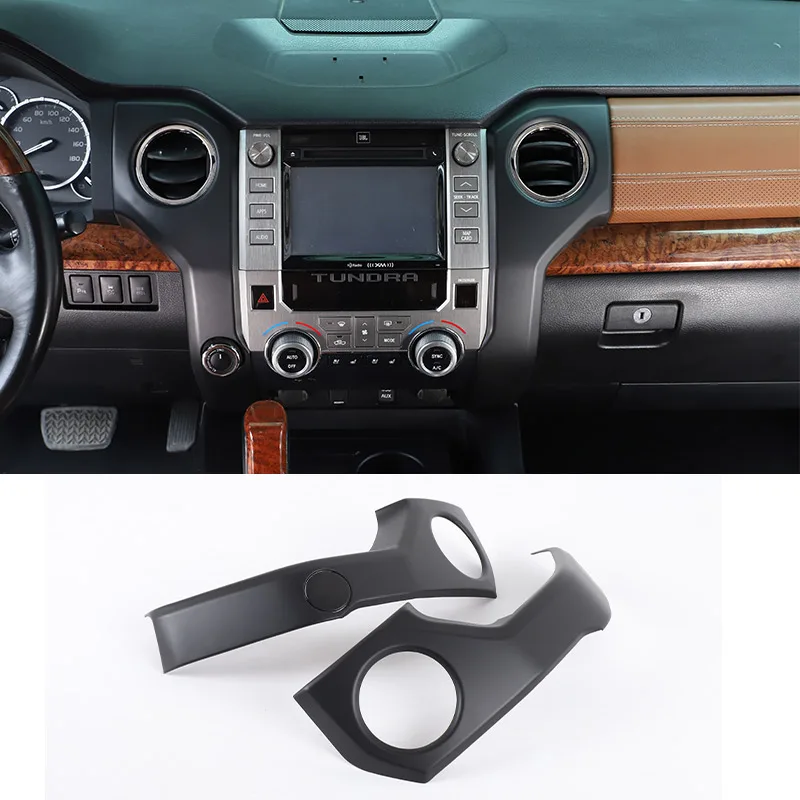 

ABS Black For Toyota Tundra 2014-2020 Car Central Control Air Conditioning Air Outlet Frame trim cover sticker Car Accessories