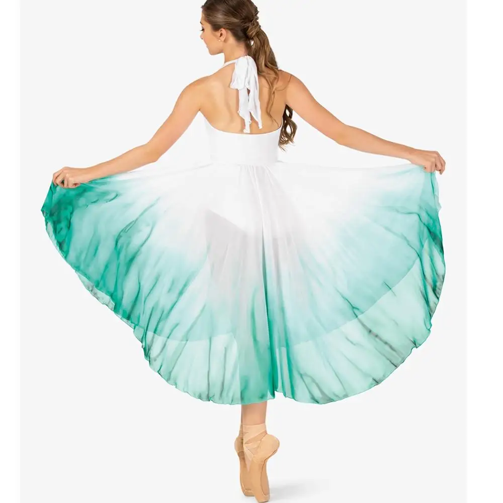 Ombre Halter Ballet Dance Dress Modern Dance Wear Contemporary Competition Performance Costumes for Girls Women