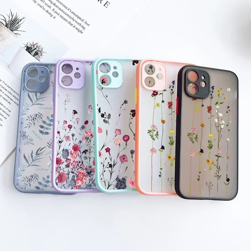 Plants Flowers Leaves Phone Case For iphone 11 12 13 14 15 16 Pro Max mini Plus XR XS MAX SE Shockproof Back Cover Funda Coque