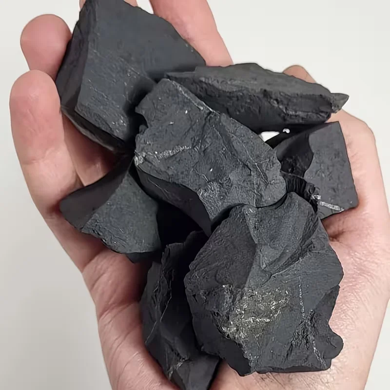 Natural Black Shungite Raw Stone, Rough Black Shungite Mineral Specimen, Aquarium Landscaping for Water Purification